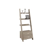 Monarch 4-Shelf Ladder Bookcase with 2 Storage Drawers, Dark Taupe