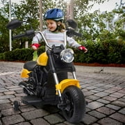 4 Wheels Electric Bicycle, Kids Ride on Motorcycle, Single Drive Motocross, Toddler Motorized Motorcycle Bike, 6V/4.5Ah Power Wheels Dirt Bike for Boys and Girls, 3-8 Years Old - Yellow, B1949