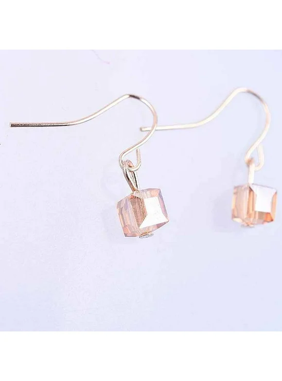 1 Pair Geometric Cubic Crystal Earrings Women Hook Drop Earrings Stones Earings Girls Square Dangle Earrings