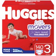 Huggies Little Movers Baby Diapers + Overnites Trial Pack, Size 3, 140 Ct, Huge Pack