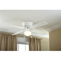 Mainstays 42" Hugger Metal Indoor Ceiling Fan with Single Light, White, 4 Blades, LED Bulb, Reversible