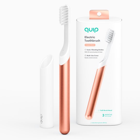 quip Electric Toothbrush, Built-In Timer + Travel Case, Copper Metal