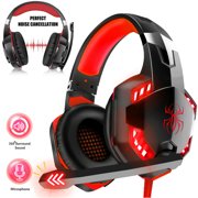 3.5mm Gaming Headset Mic LED Headphones Stereo Bass Surround For PC Xbox One PS4 Red