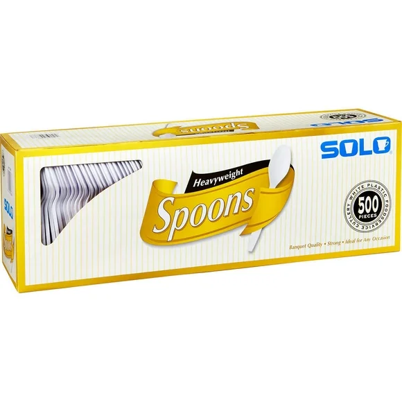 Solo White Plastic Spoons, 500 Cont