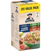 Quaker Instant Oatmeal, Flavor Variety Value Pack, 20 Packets (8 Apples & Cinnamon, 8 Maple & Brown Sugar, 4 Cinnamon Spice)