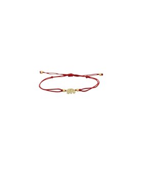 iJewelry2 Gold-plated Sterling Silver Abundance Hindu Elephant Charm Red Cord Adjustable Bracelet