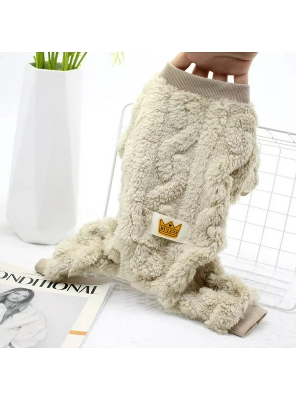 Winter Dog Clothes Pet Coat Dog Tracksuit Jumpsuit for Small Medium Dogs Cats Sweater Chihuahua Christmas Costume Beige L