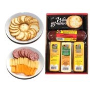 wisconsin's best cheese, sausage, and crackers gift basket with cheeses and summer sausage made in wisconsin, 5 pc