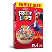 Kellogg's Froot Loops Breakfast Cereal, Original, Family Size, Low Fat Food, 19.4oz