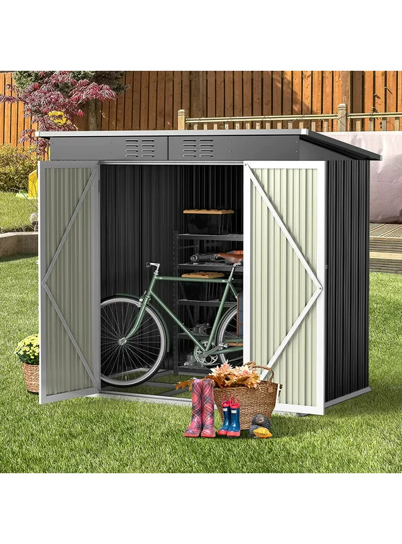 Bealife 6' x 4' Lockable Outdoor Storage Shed with Double Lockable Doors