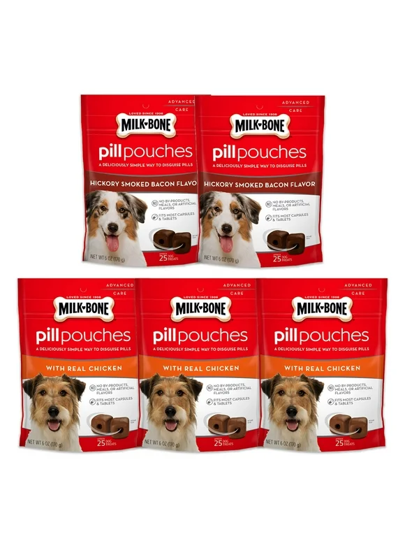 Milk-Bone Pill Pouches Dog Treats, 2 Flavor Variety Pack (Pack of 5)