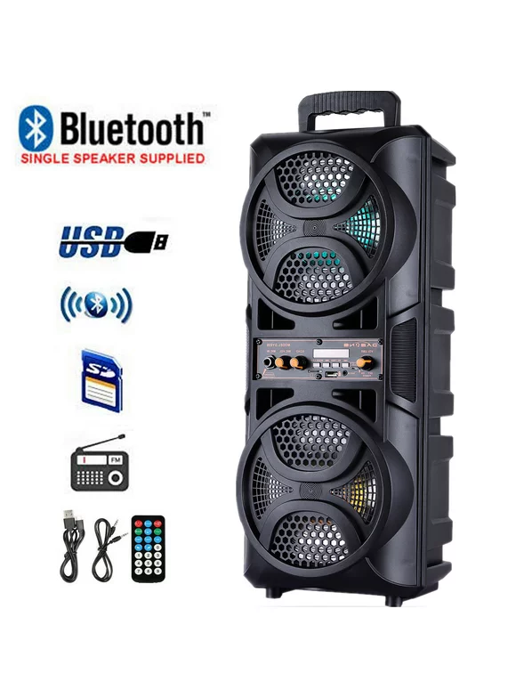 Dazone Dual 6.5" Woofer Portable FM Bluetooth Party Speaker Heavy Bass Sound Remote Control
