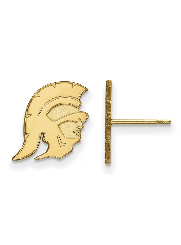 University of Southern California Trojans Warrior Mascot Post Earrings in Gold Plated Sterling Silver 12x12 mm