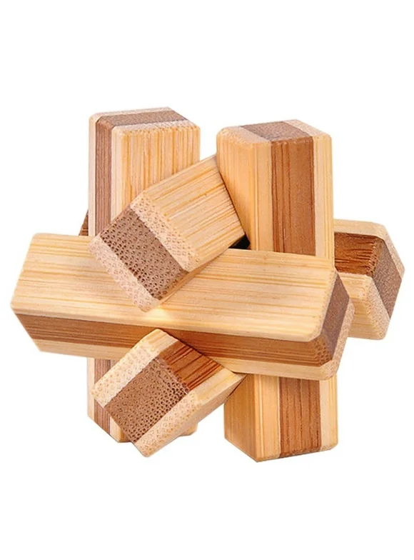 Wooden Kongming Lock Brain Teaser Intellectual Puzzle Children Adults Educational Game Toy