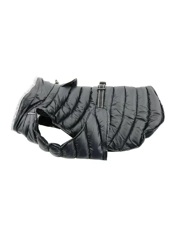 Alpine Extreme Weather Puffer Dog Coats for Winter by Doggie Design - Black Dog Rain Coat  - Large