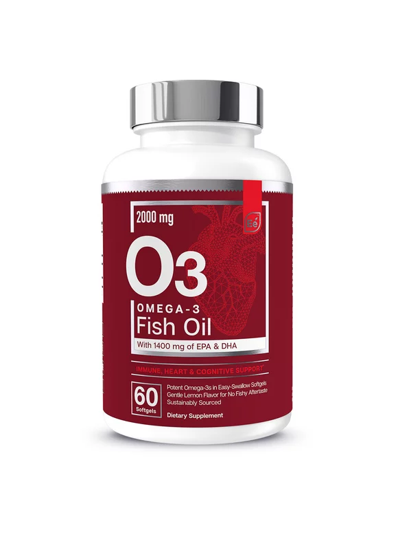 Omega-3 Fish Oil Supplement with EPA & DHA | Fatty Acids for Immune, Heart & Cognitive Support | Omega-3 Fish Oil by Essential Elements - 60 Softgels