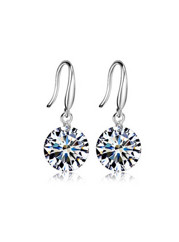 1 Pair Women Jewelry Silver Drop Earrings Women Elegant Crystal Rhinestone Earrings Jewelry