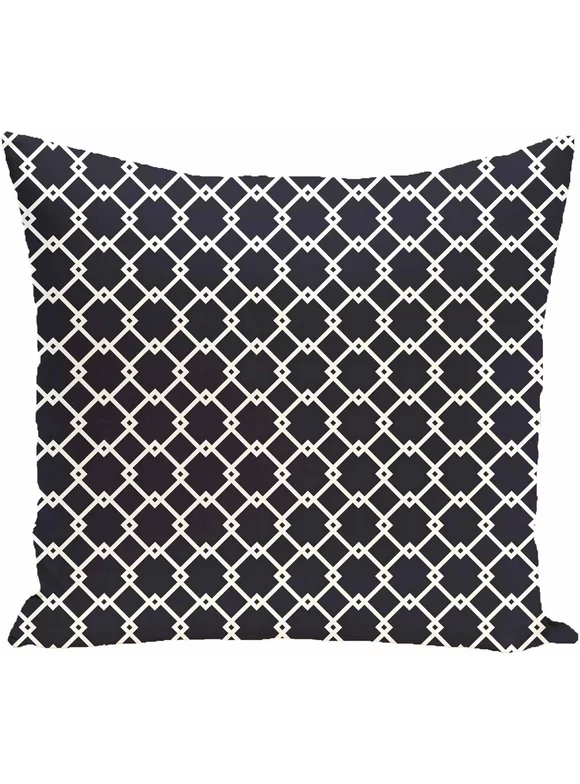 Simply Daisy 16" x 16" Link Lock Geometric Print Pillow, Navy
