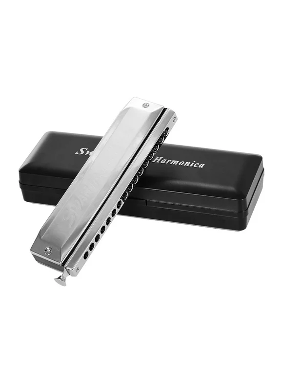 SWAN Chromatic Harmonica 16 Holes C Key SW-1664 with Storage Case and Cleaning Cloth for Kids and Adults 64 Tones Mouth Organ