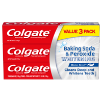 Colgate Baking Soda and Peroxide Whitening Toothpaste, Brisk Mint - 6 Ounce, 3 Pack
