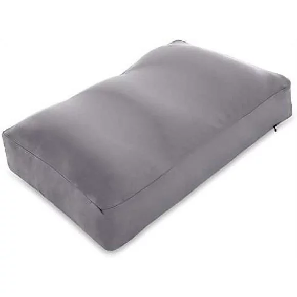 Microbead Bed Pillow, Medium Extra  But Supportive - Ultra Comfortable Sleep With Silk Like Anti Aging Cover 85% Spandex/ 15% Nylon Dark Grey Breathable, Cooling