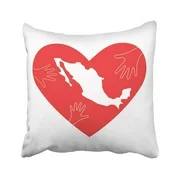 BPBOP Help Helping Hands Heart and Mexico Map Silhouette Great As Donate Love Support for Care Pillowcase 16x16 inch