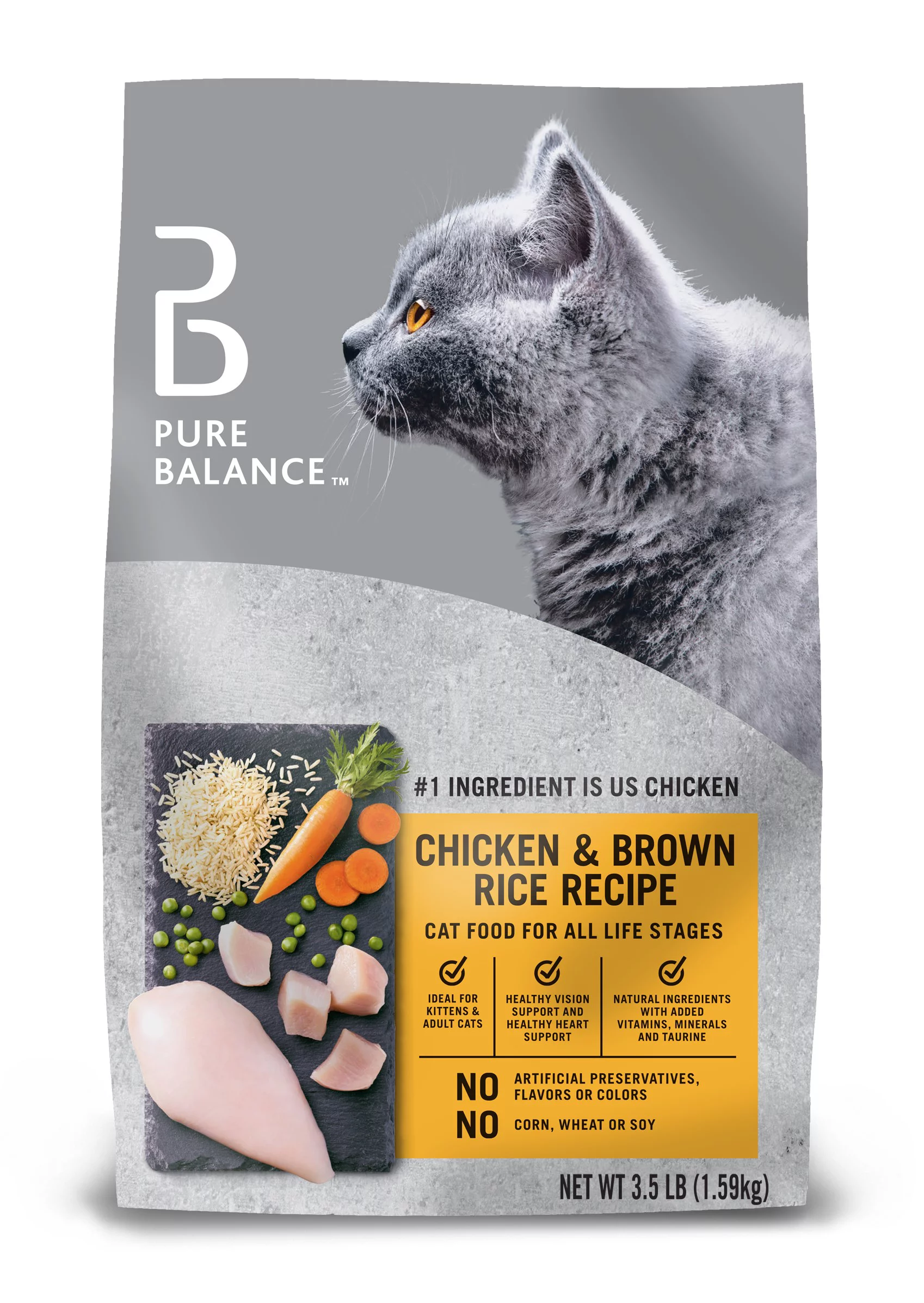 Pure Balance Indoor Formula Dry Cat Food, Chicken & Brown Rice, 7 lb