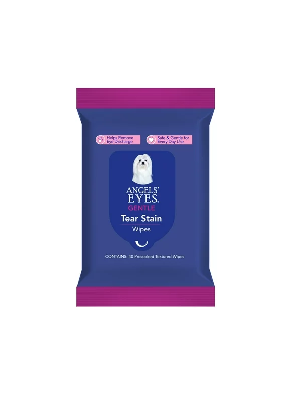 Angels Eyes Gentle Tear Stain Wipes for Dogs and Cats, 40 Presoaked Wipes