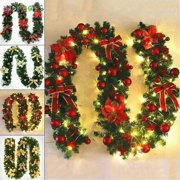BadPiggies 8.9ft Unlit Christmas Garland Wreath Festive Holiday Decorations Ornaments Artificial Pine Green Garland for Outdoor Indoor