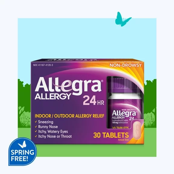 Allegra Adult 24HR Non-Drowsy Allergy Symptom Relief, 30 Tablets