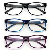 V.W.E. Unisex Matte Frame Lightweight Reading Glasses, 3 Pair