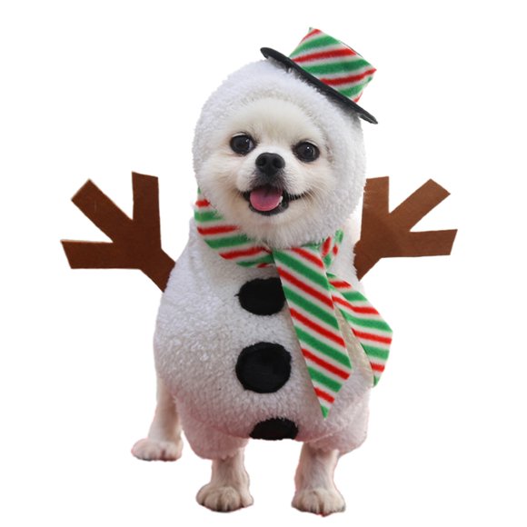 Besufy Pet Cosplay Costume Realistic Photography Prop Skin-friendly Christmas Snowman Pet Cosplay Costume for Puppy Cats,White,S