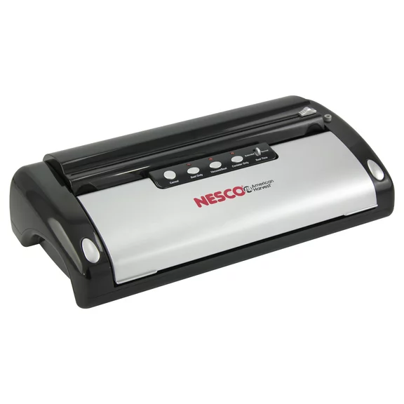 NESCO® VS-02 Deluxe Digital Vacuum Sealer, Easy Cut- Wet or Dry, Silver and Black