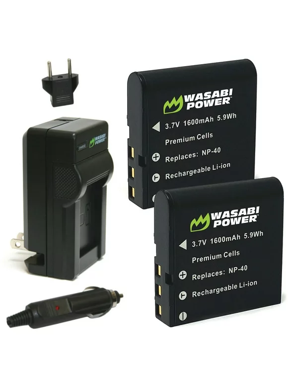 Wasabi Power Battery (2-Pack) and Charger for Kodak LB-060