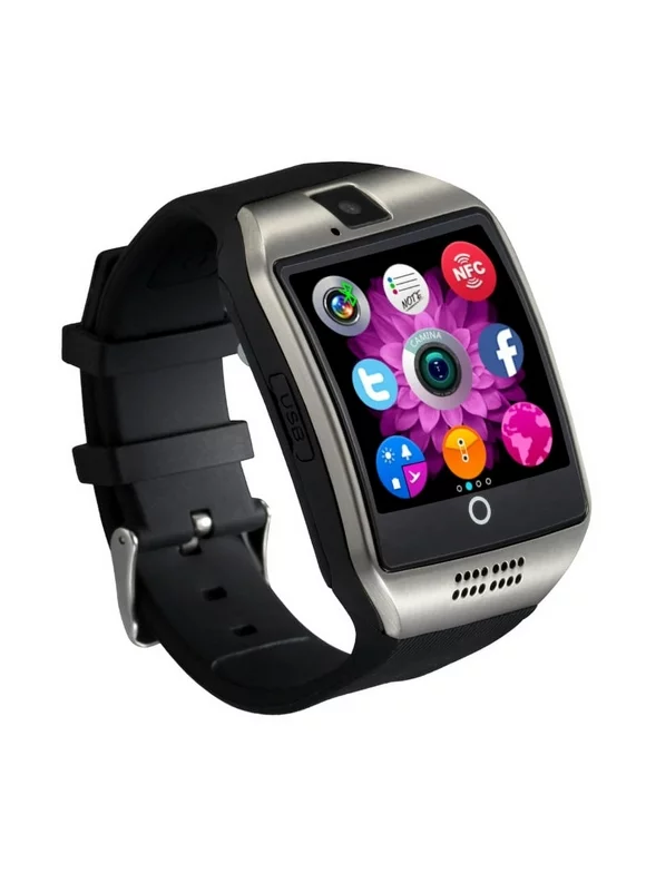 Silver Bluetooth Smart Wrist Watch Phone mate for Android Samsung Touch Screen Blue Tooth SmartWatch with Camera for Adults for Kids (Supports [does not include] SIM+MEMORY CARD) Q18 AMAZINGFORLESS