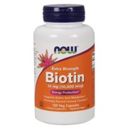 NOW Supplements, Biotin 10 mg (10,000 mcg), Extra Strength, Energy Production*, 120 Veg Capsules