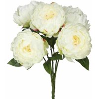 Vickerman 20" Artificial Cream Peony Bunch Featuring 5 Blossoms