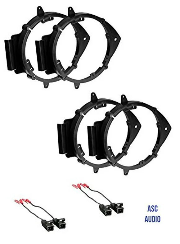 ASC 2 Pair 6+-Inch 6" 6.5" 6.75" Car Speaker Install Adapter Mount Bracket Plates w'Speaker Wire Connectors for Select GM GMC/Pontiac/Chevrolet Vehicles- see below for compatible vehicles