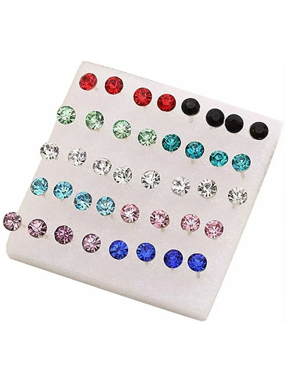 20 Pairs Women Girls Earrings Ear Studs Multicolor Crystal Earrings Set Wedding Party Gift