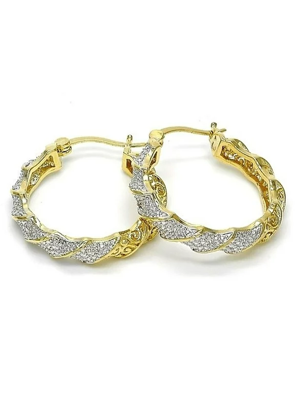 2 Tone Gold Filled  Hoop Earrings With