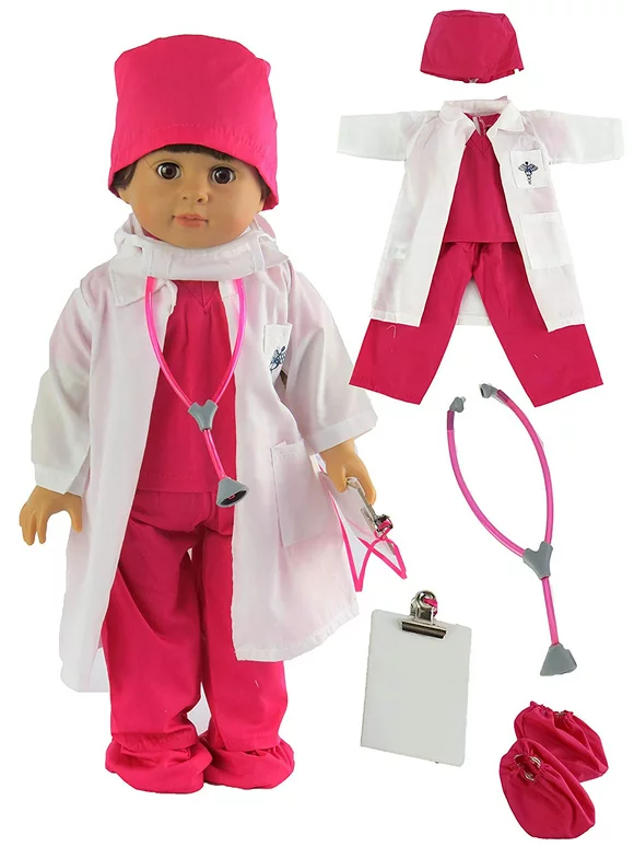 Hot Pink Doctor or Nurse 7 pc Set For 18 Inch Dolls