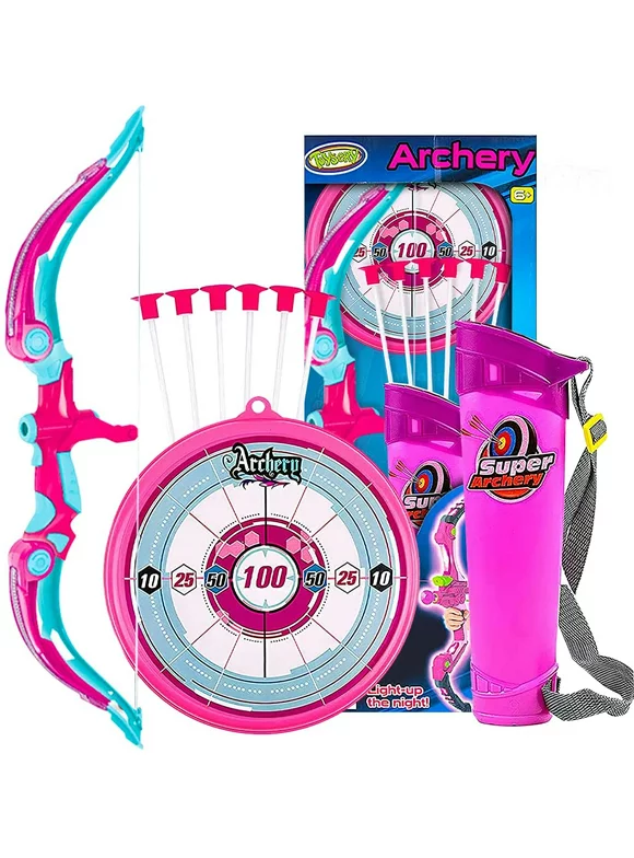 Toysery kids archery set - Kids Archery Bow with 6 Suction Cups Arrows, Target, and Quiver- girls bow and arrow set | kids bow and arrow
