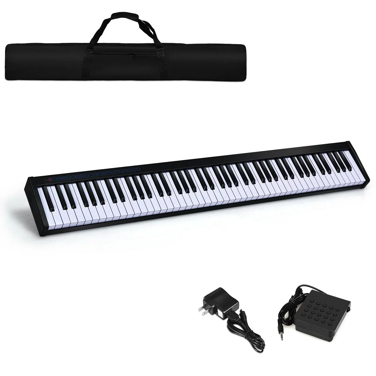 Gymax 88 Key Portable Full Size Digital Piano MIDI Keyboard w/ Pedal Black