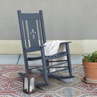 MF Studio Wood Porch Rocking Chair Single Patio Rocker with PU Painting Suitable for Indoor and Outdoor, Slategrey, 1PC