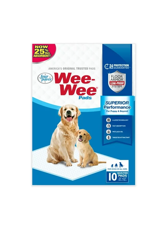 Four Paws Wee Wee Absorbent Pads for Dogs Standard 10 Count