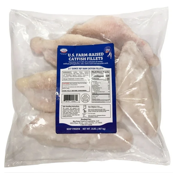 Big Easy Foods US farm-raised catfish fillets, frozen, 2 lb bag