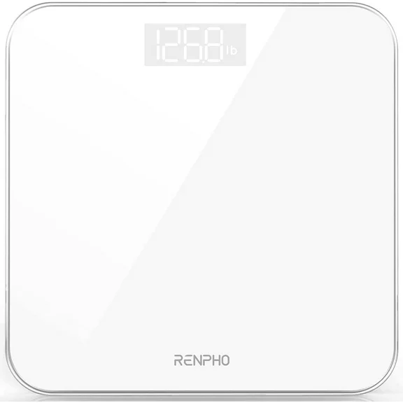RENPHO Digital Body Weight Scale, Highly Accurate Scale for Body Weight with LED Display, Round Corner Design, Anti-Slip, 400 lb, White