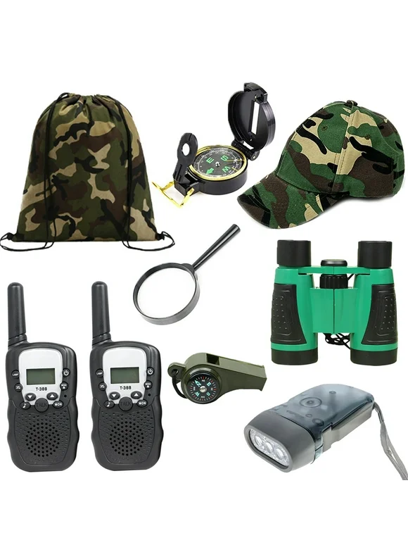 Outdoor Adventure Set for Kids - Camouflage Camping Exploration Toys with Walkie-Talkies - Backyard Explorer Gear for Boys and Girls