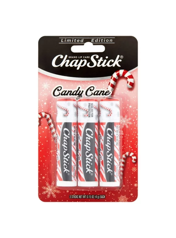 ChapStick Hydrating Limited Edition Holiday Collection Lip Balm, Candy Cane, 3 Pack