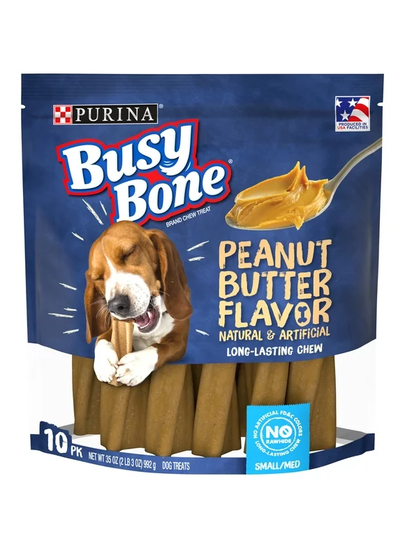 Purina Busy Bone Peanut Butter Chew Treats for Dogs, 35 oz Pouch
